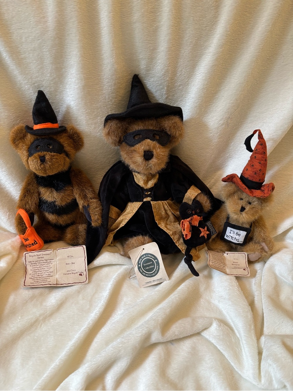 Set of 3 Halloween themed plush Boyd’s  Bears